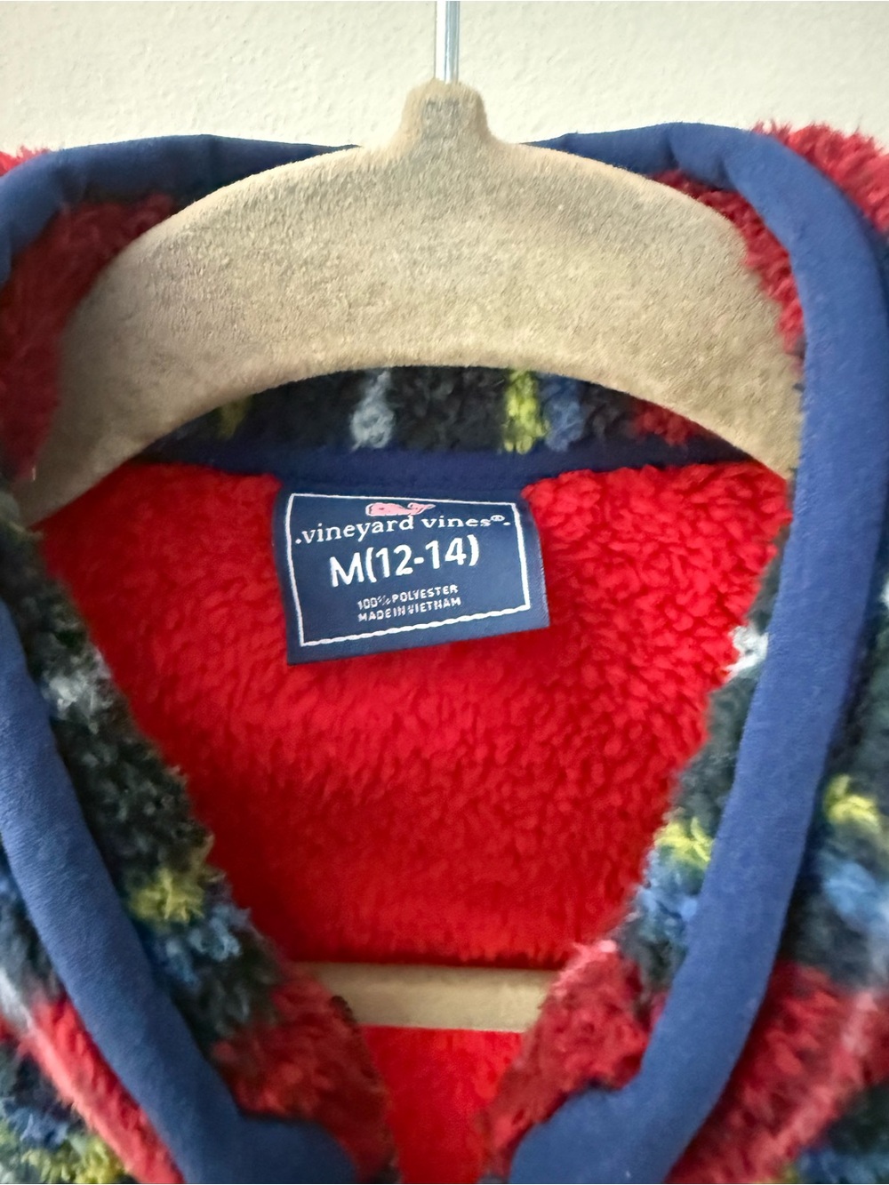 Vineyard Vines Red Plaid Zip-Up Fleece Sweater